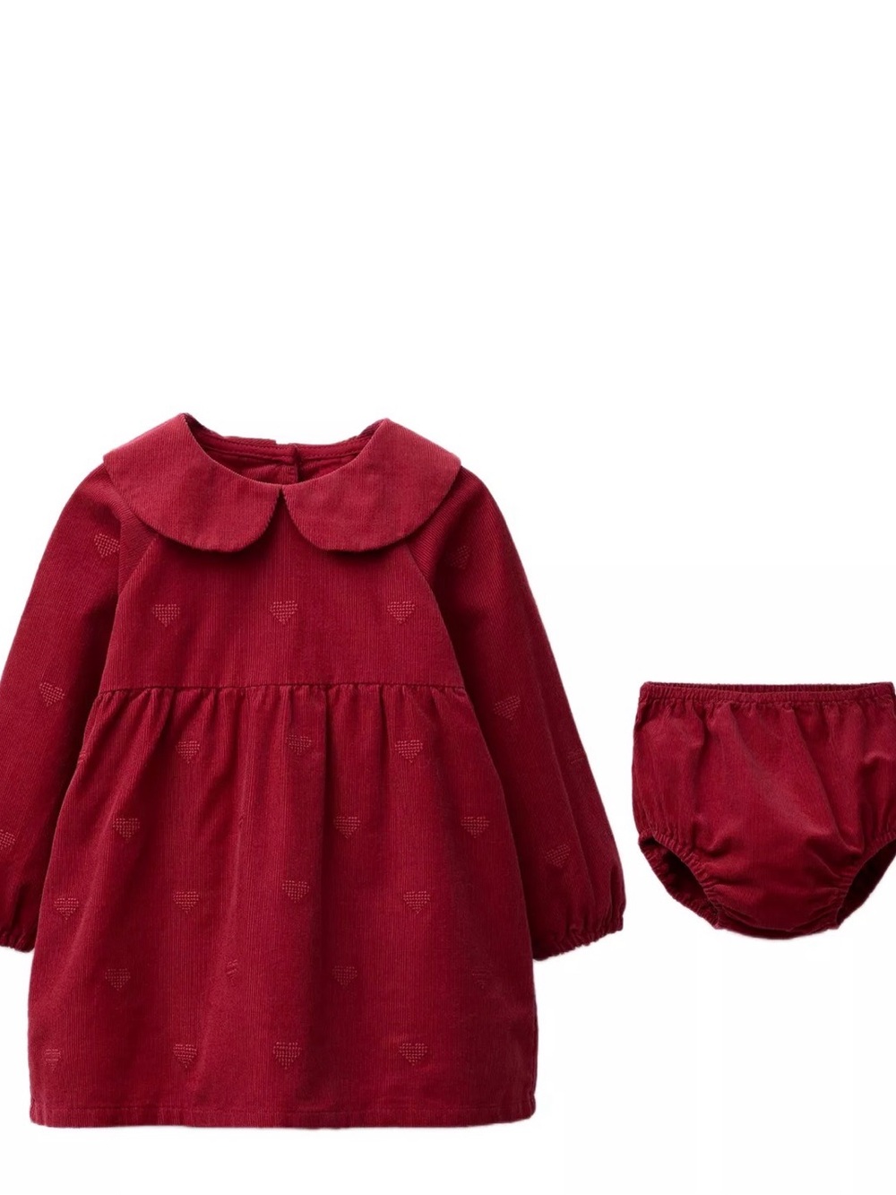 Zara Girls' Burgundy Corduroy Dress with Matching Bloomers